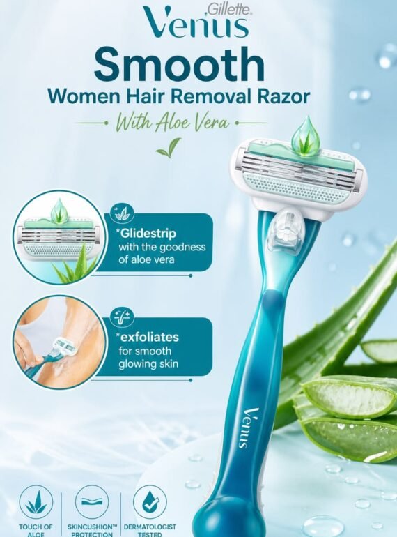 Gillette Venus Smooth Hair Removal Razor for Women with Aloe Vera, 1 Pc