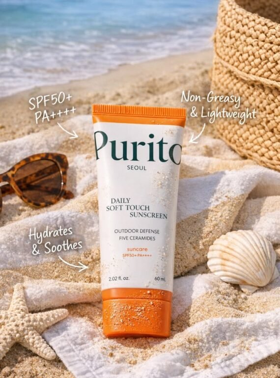 Purito Daily Soft Touch Sunscreen SPF50+ PA++++ _ Lightweight Korean Sunscreen for Beach Days